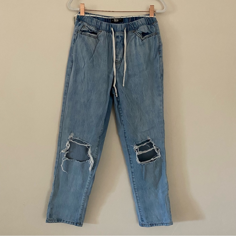 Rewash Blue Ankle Cropped Distressed Jeans
